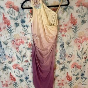 One-Shoulder Ombre Dance Costume in Cream and Purple